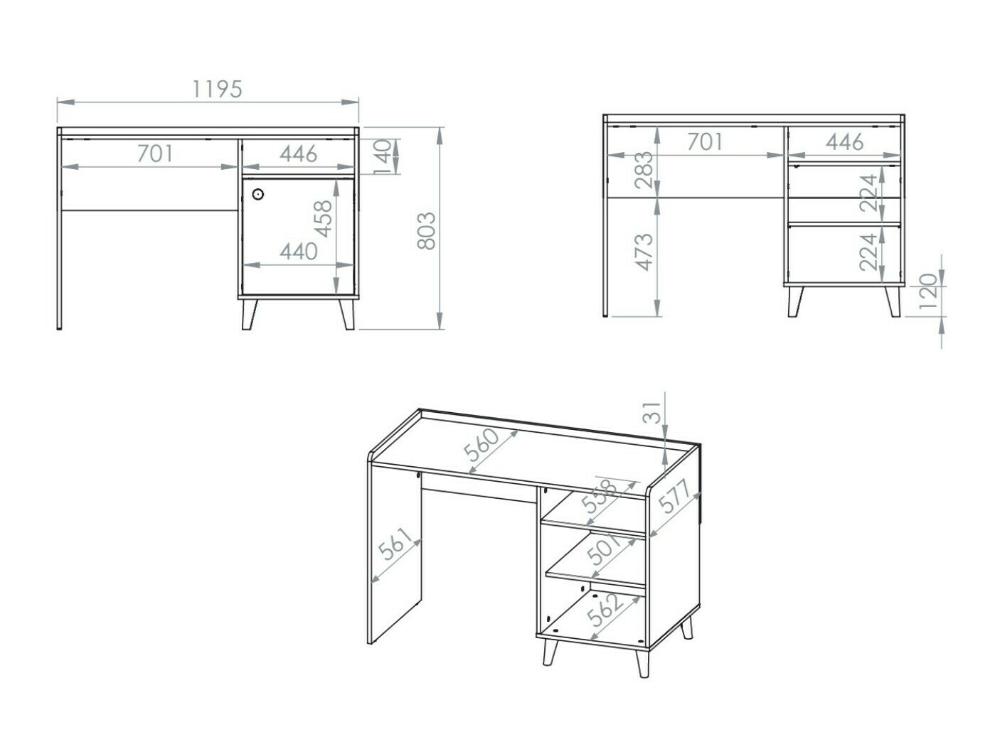 Bureau Tortoli 106 (Grijs)