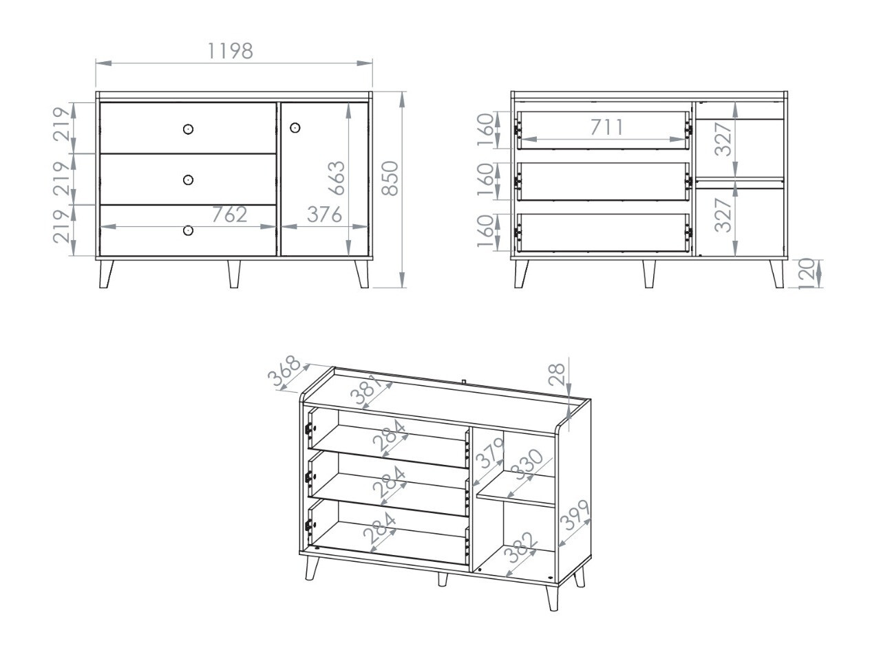Ladekast Tortoli 104 (Grijs)
