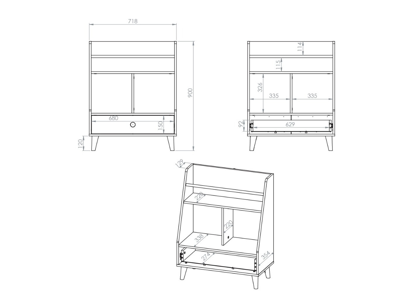 Boekenkast Tortoli 107 (Roze)