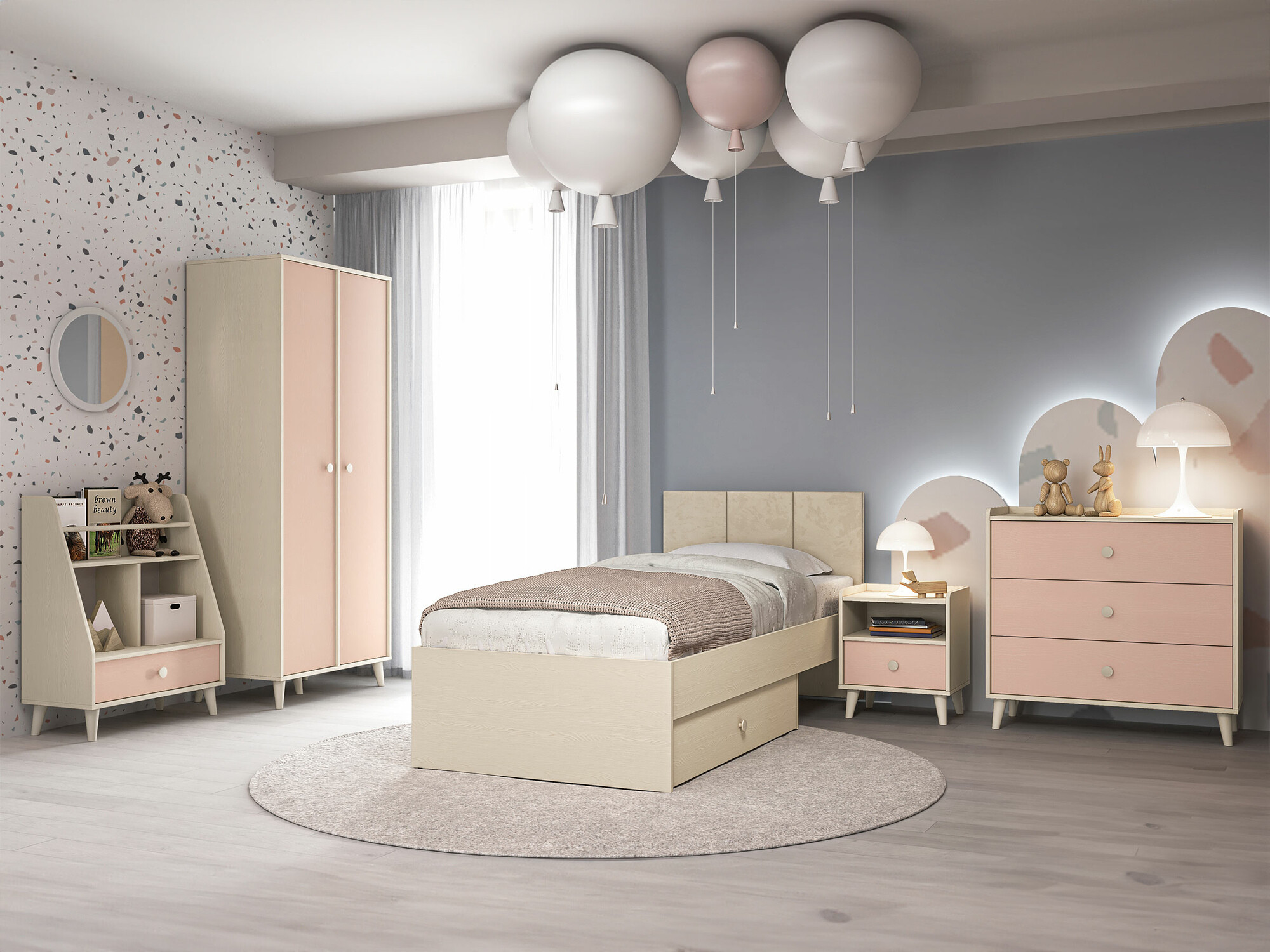 Boekenkast Tortoli 107 (Roze)