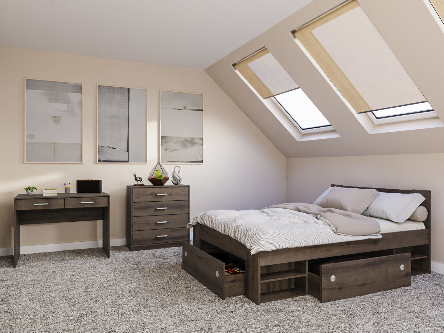 Slaapkamer set Novsore 155 (Donkere eik)