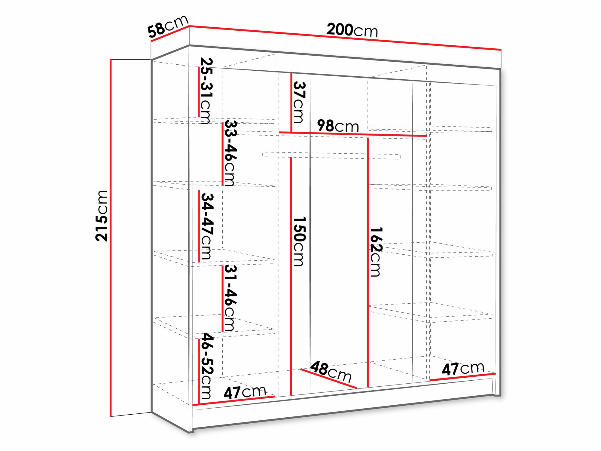 Kledingkast Closico 159 (Zwart)