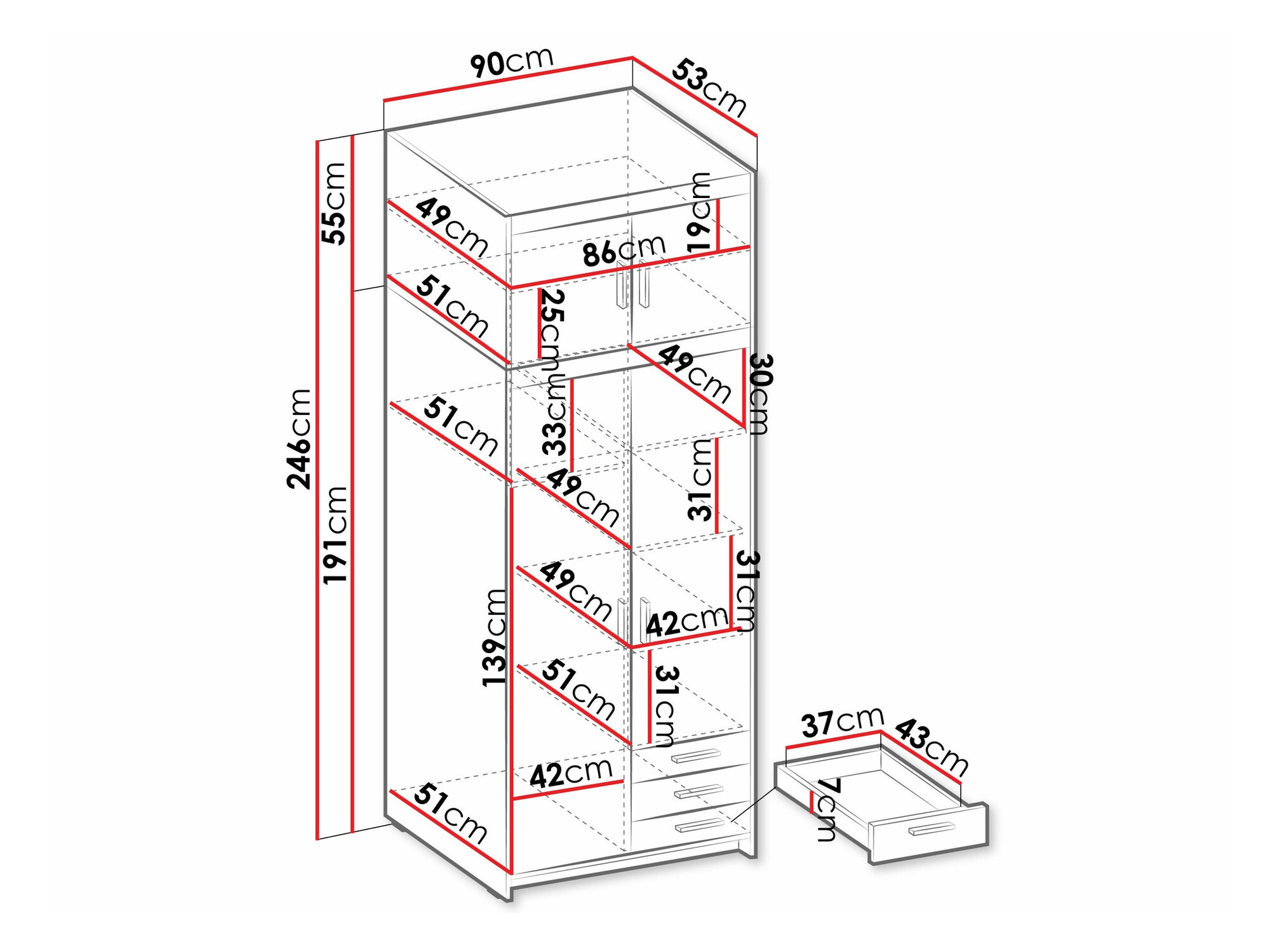 Kledingkast Novduni 113 (Sonoma eik)