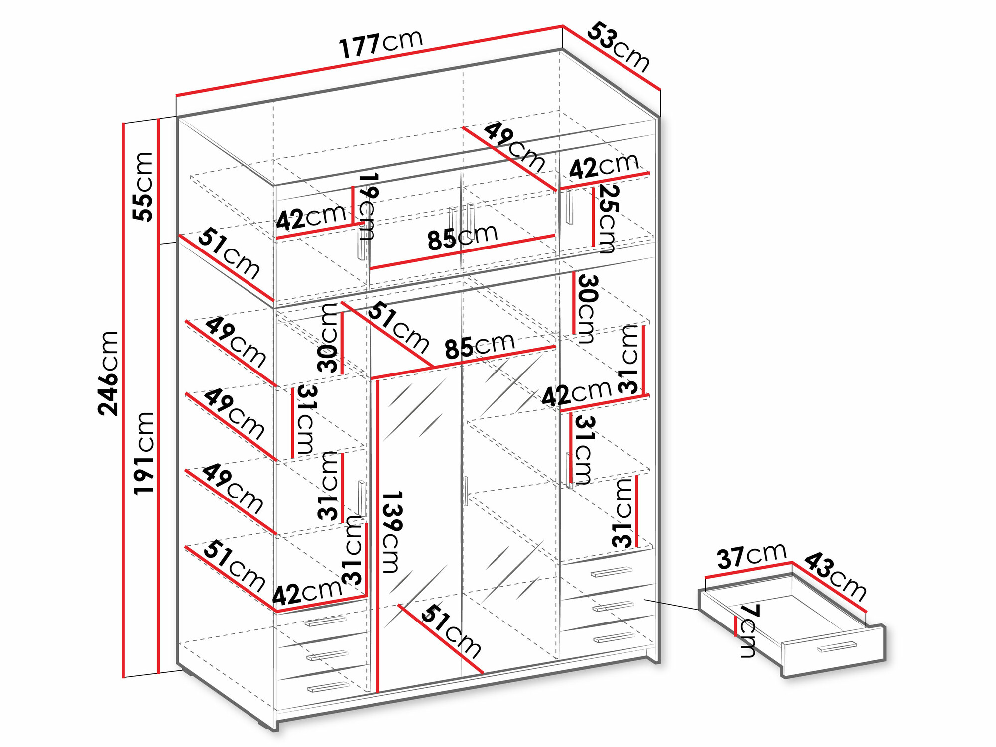 Kledingkast Novduni 120 (Wit)