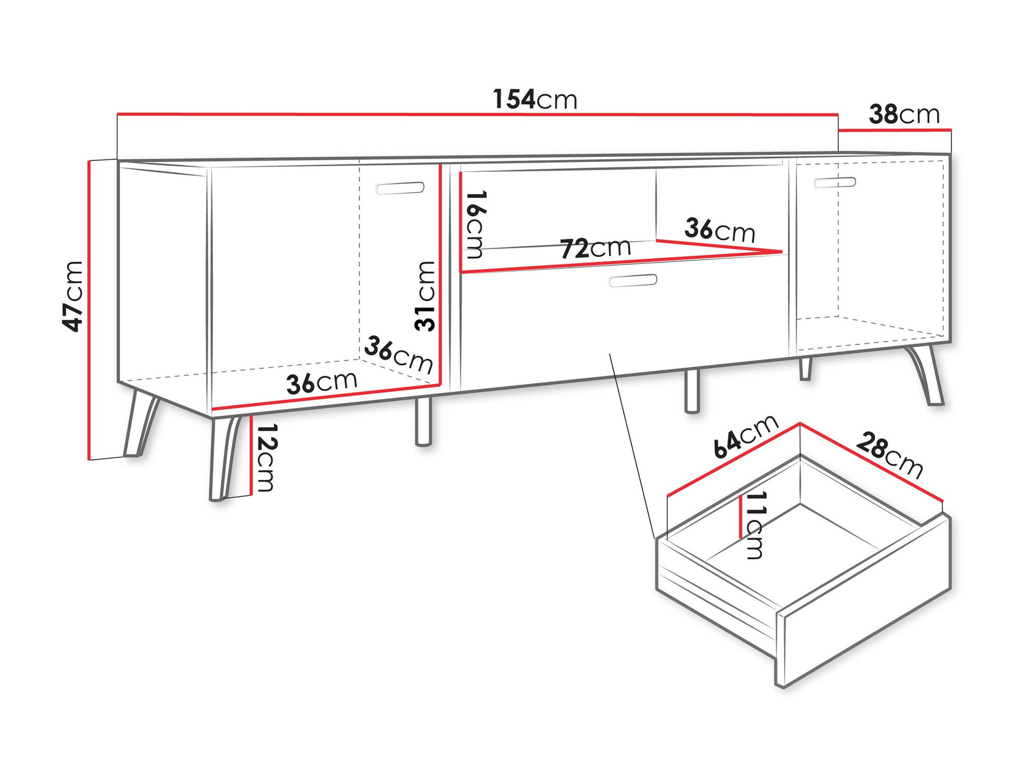 TV-meubel Comfivo Teslomo 113 (Kasjmier + Glanzend kasjmier)