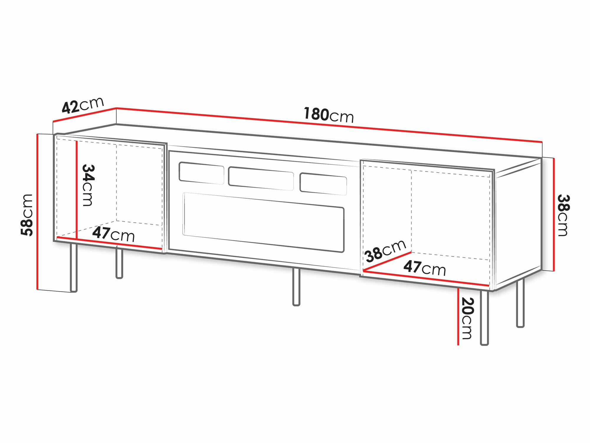TV-meubel Charlotte 210 (Wit)
