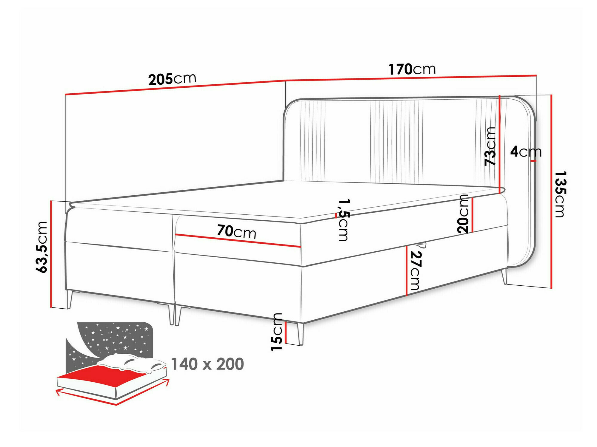 Boxspring Baltimore 196 (Magic Velvet 2216)