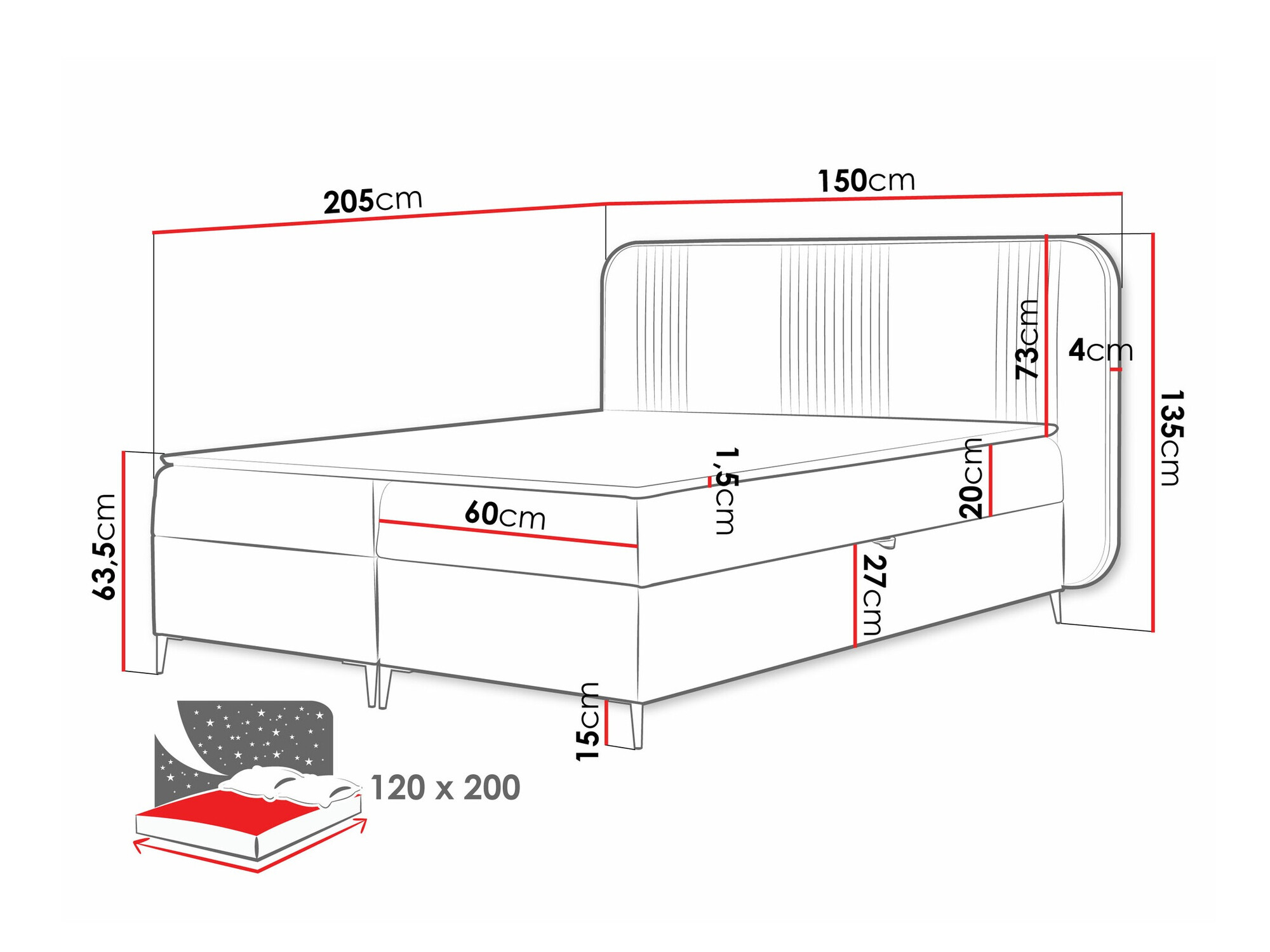 Boxspring Baltimore 196 (Magic Velvet 2219)