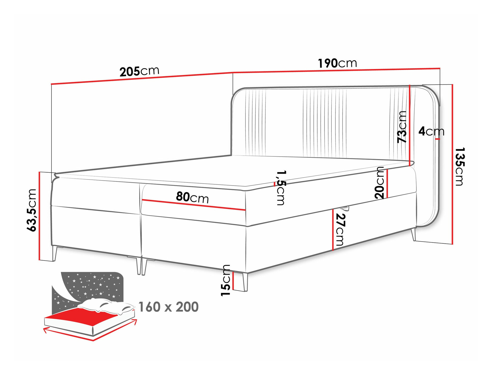 Boxspring Baltimore 196 (Magic Velvet 2219)