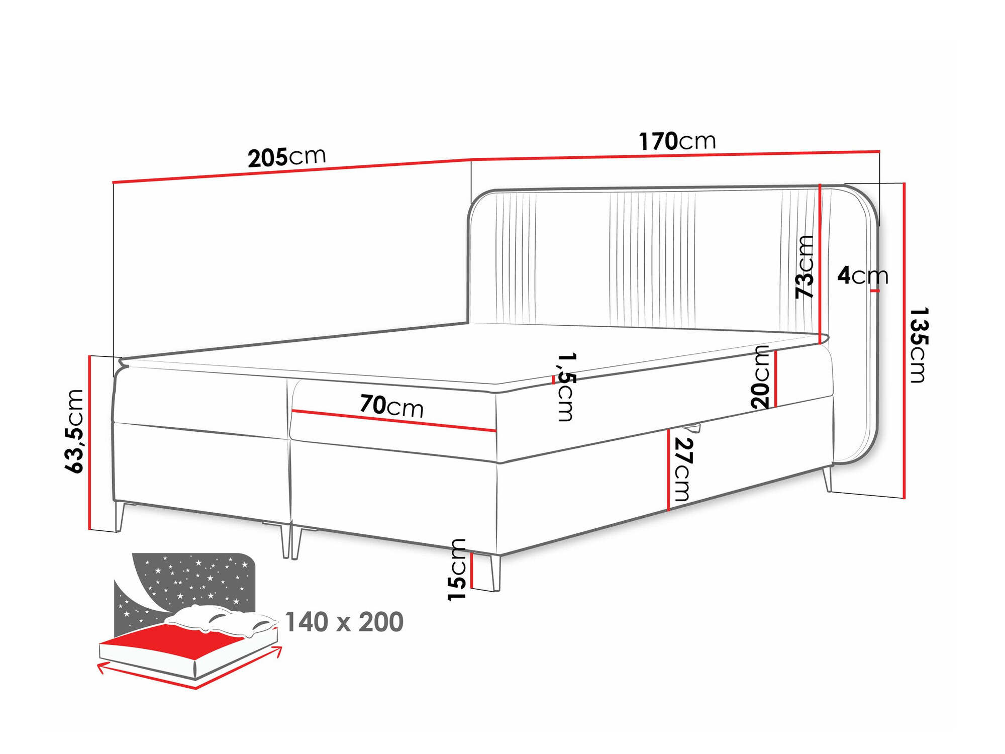 Boxspring Baltimore 196 (Magic Velvet 2256)