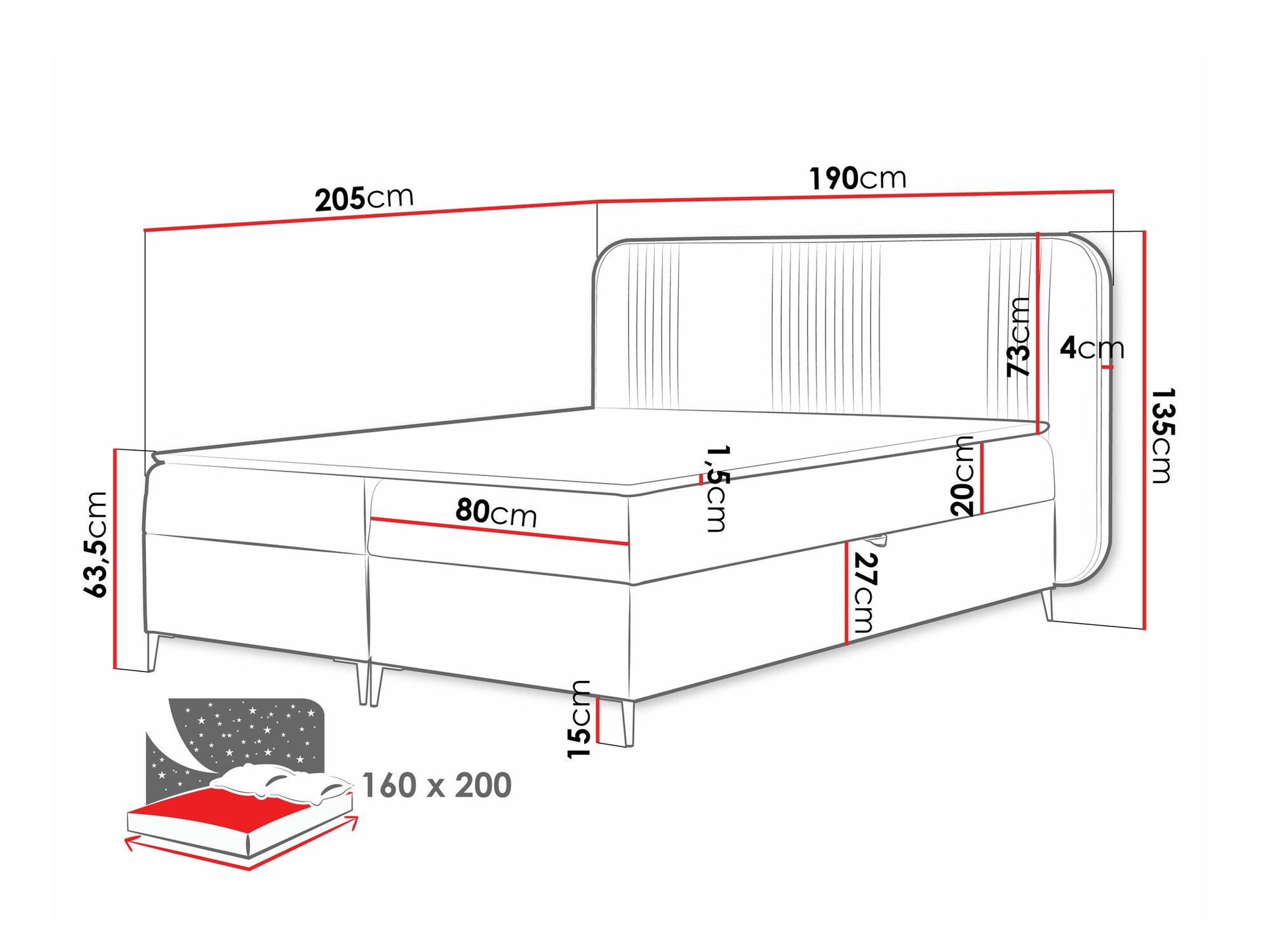 Boxspring Baltimore 196 (Magic Velvet 2257)