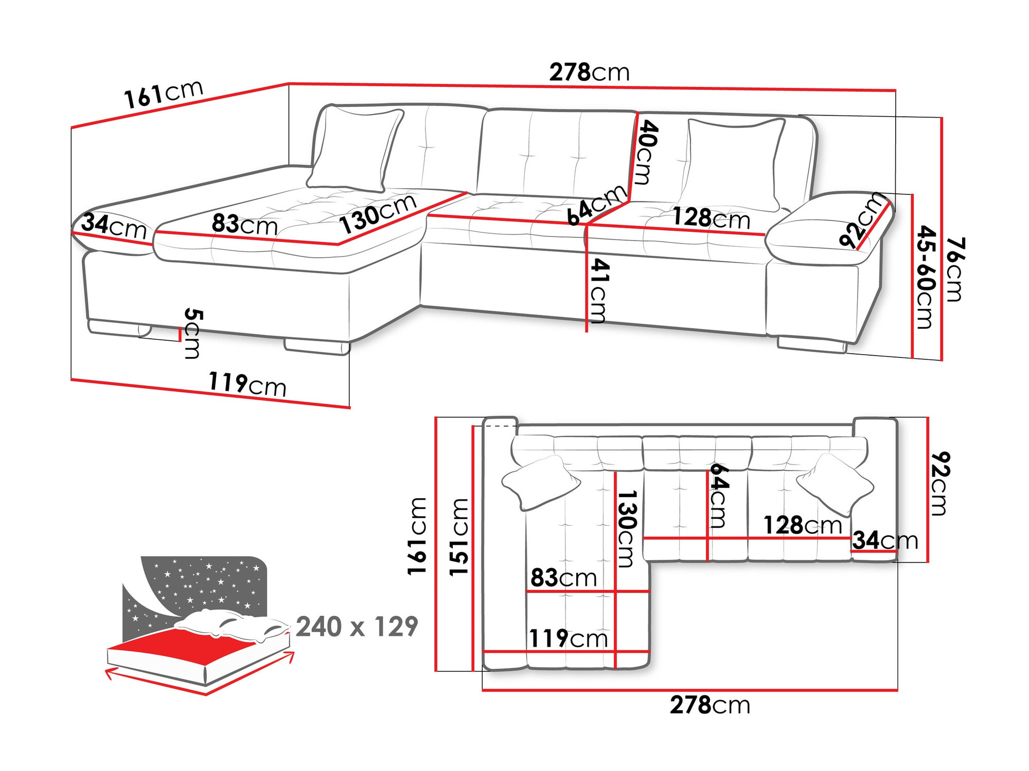 Hoekbank Comfivo 152 (Coral 50)