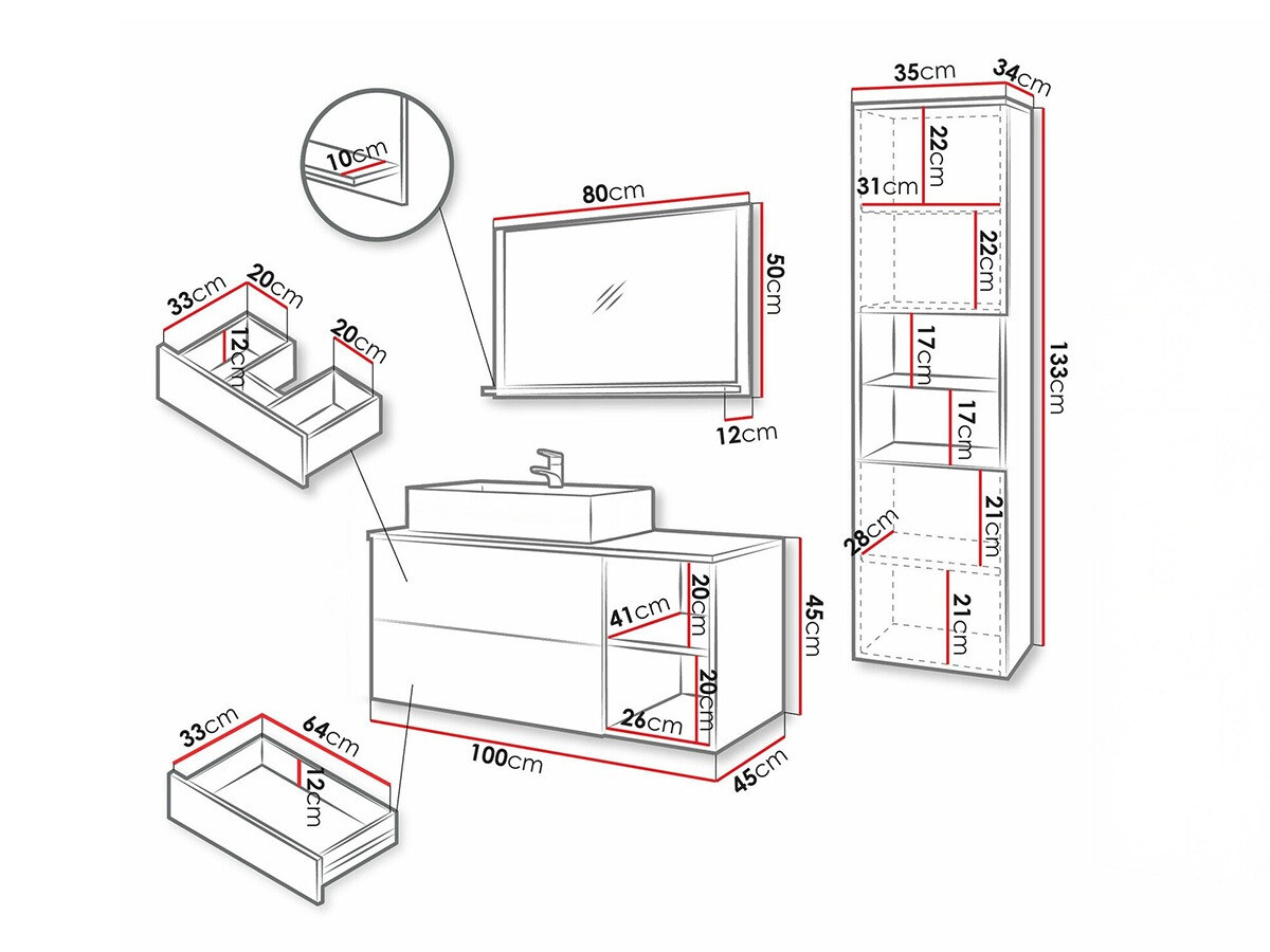 Badkamerset Ophruvi 104 (Wit)