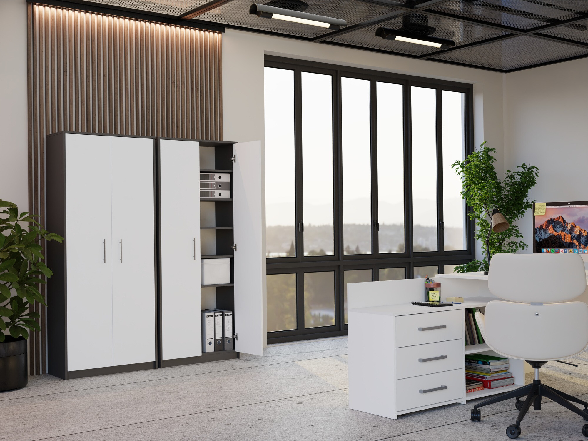 Boekenkast Mandeville 196 (Antraciet + Wit)