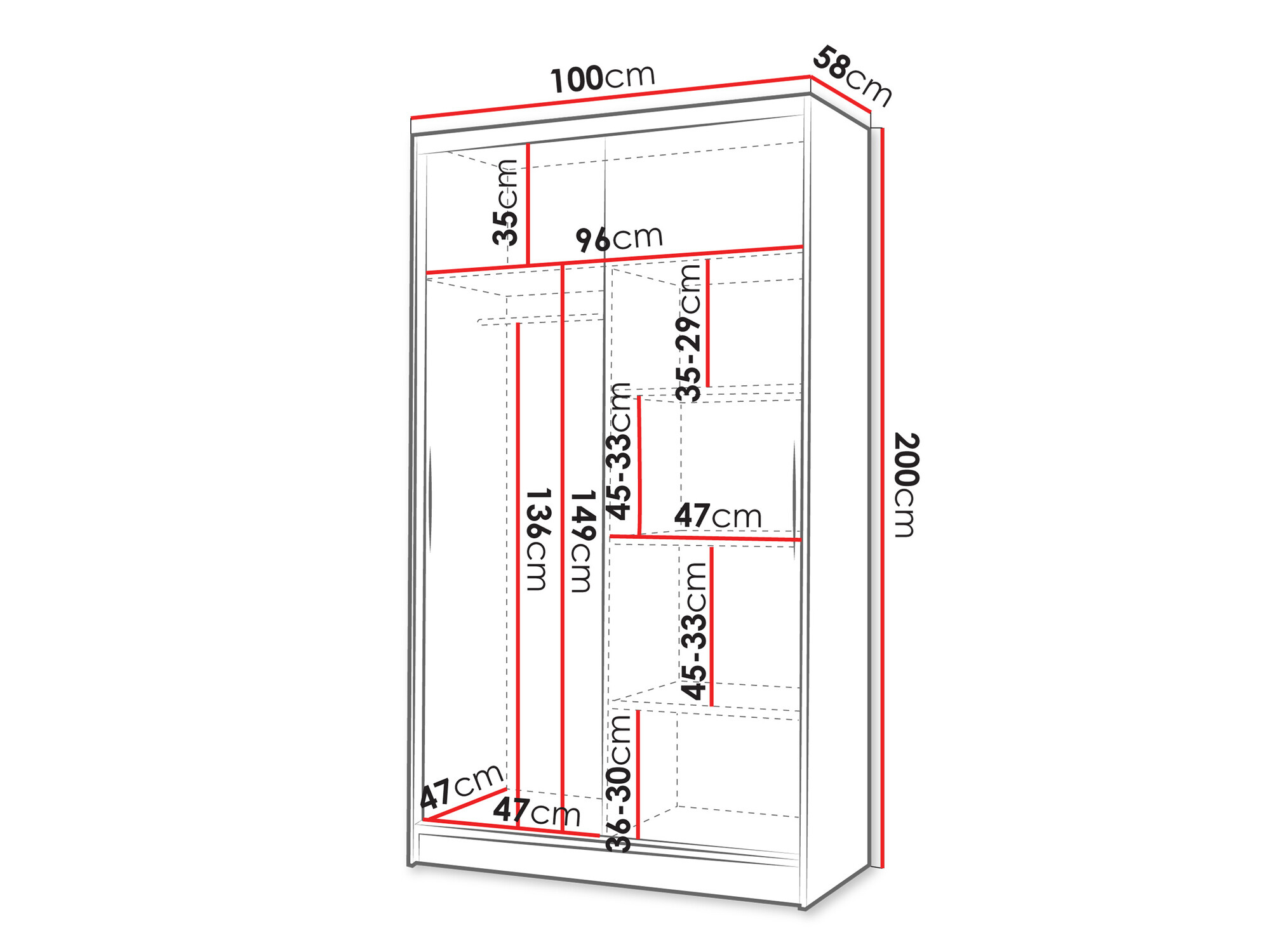Kledingkast Closico 168 (Zwart + Artisan eiken)