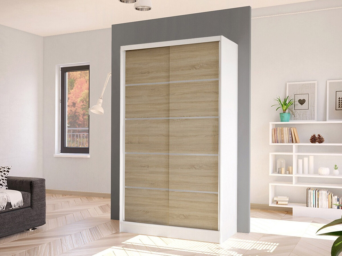 Kledingkast Closico Fractor IV (Wit + Sonoma eik)
