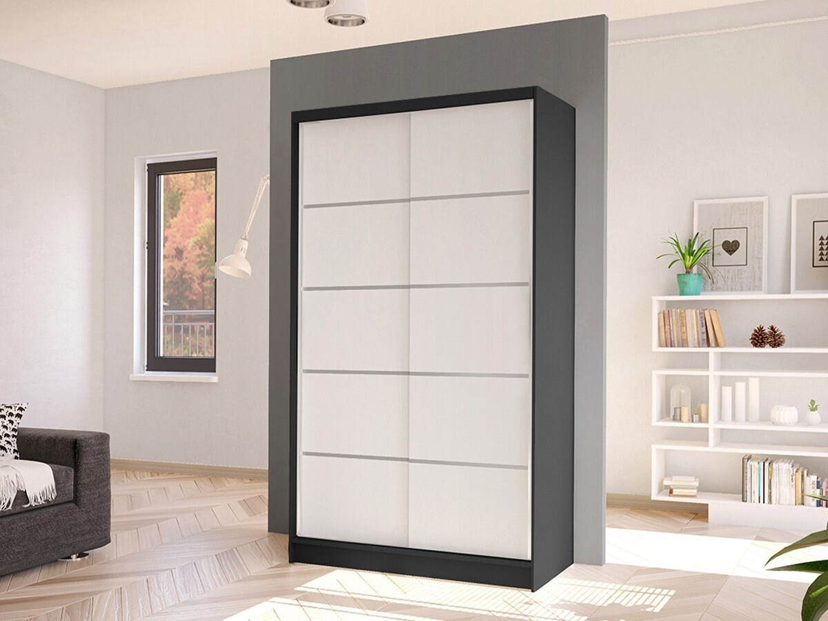 Kledingkast Closico Fractor IV (Zwart + Wit)