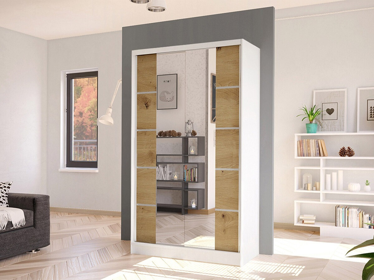 Kledingkast Closico Fractor V (Wit + Artisan eiken)
