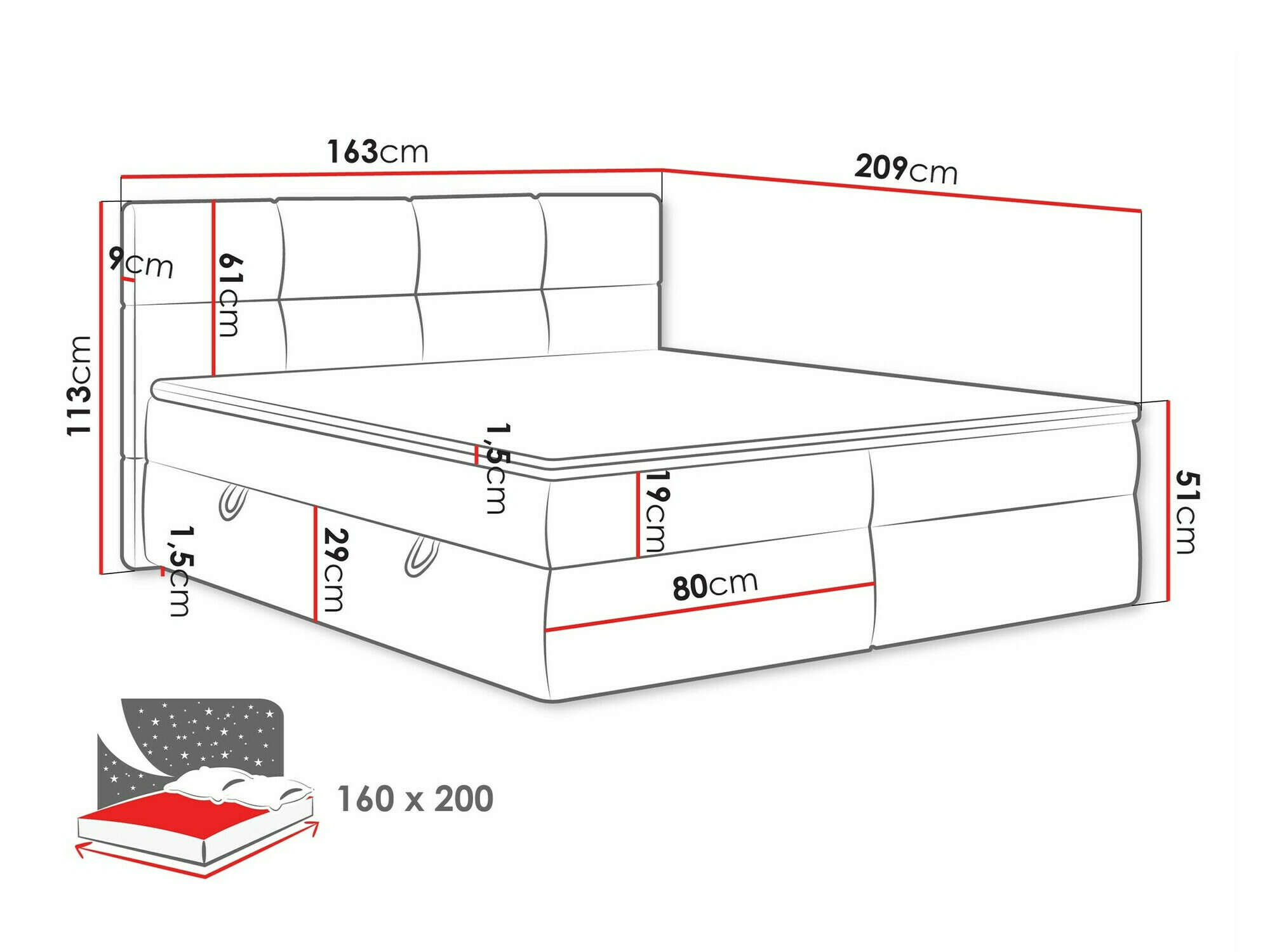Boxspring ComfiDream 187 (Curio 80)