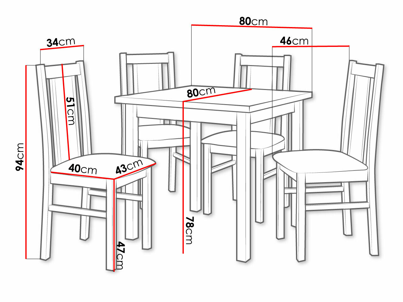 Eetkamerset Victorville 279 (Wit)