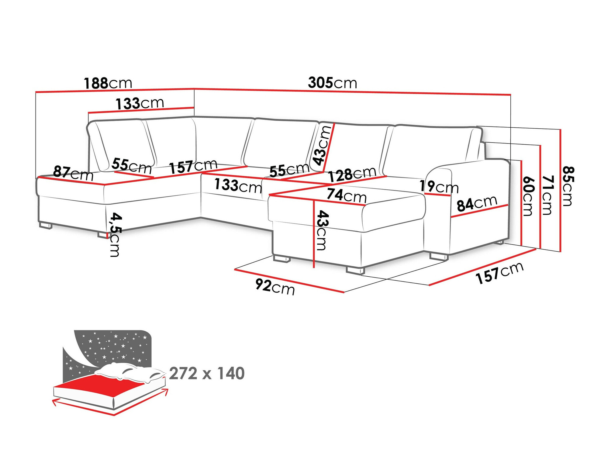 Hoekbank Comfivo 189 (Coral 55)