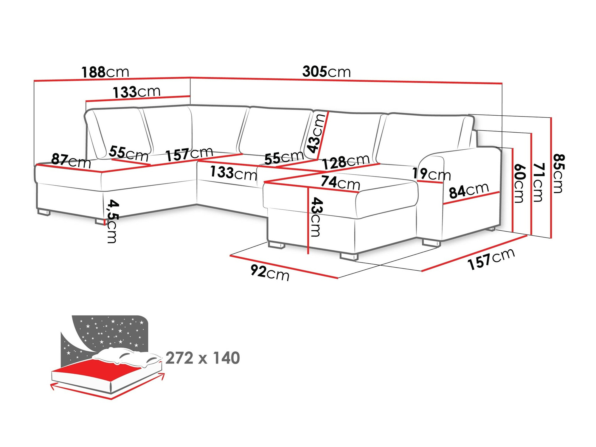 Hoekbank Comfivo 189 (Magic Velvet 2216 + Magic Velvet 2216-P137)