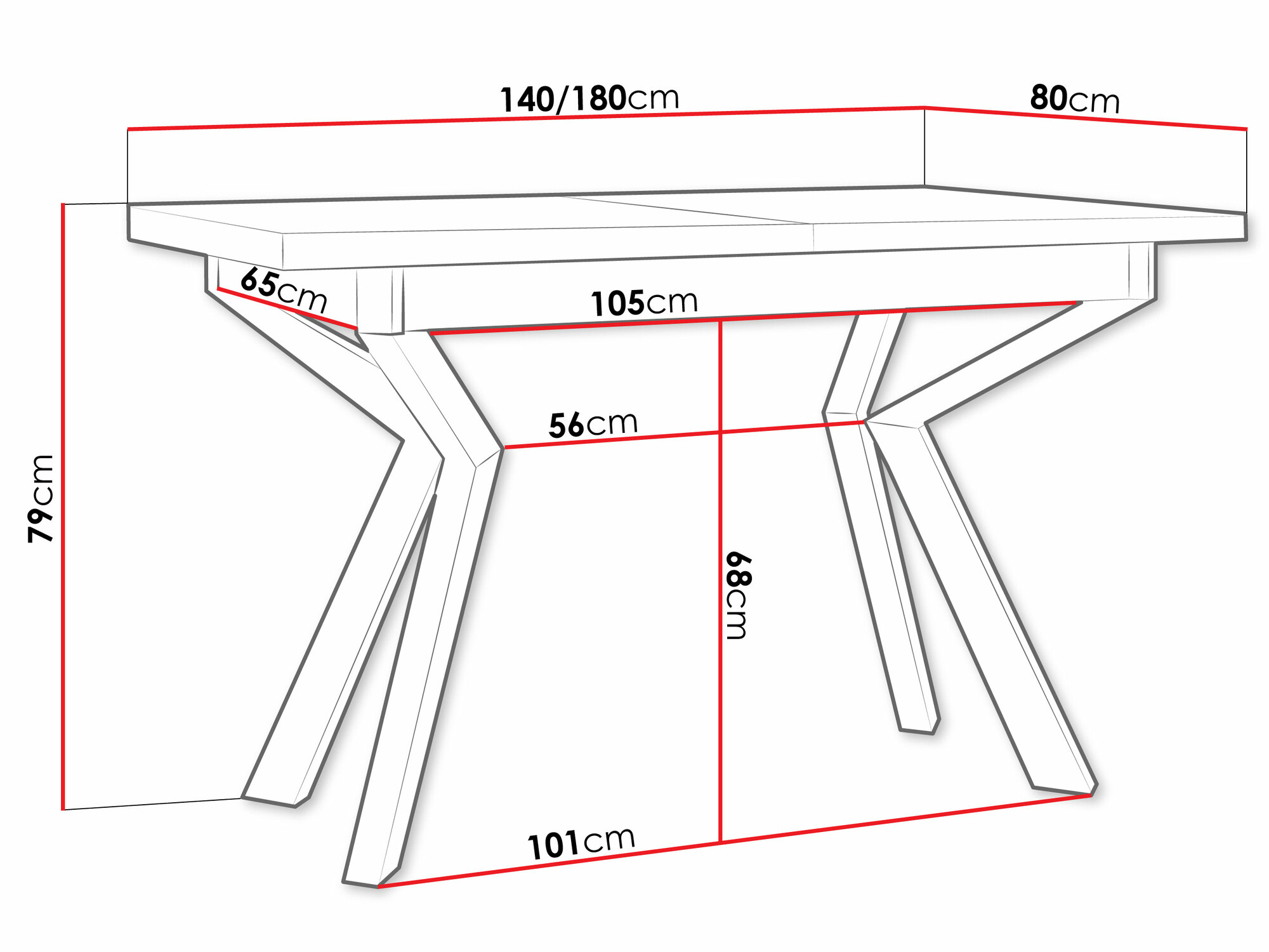 Tafel Victorville 328 (Wit + Zwart)