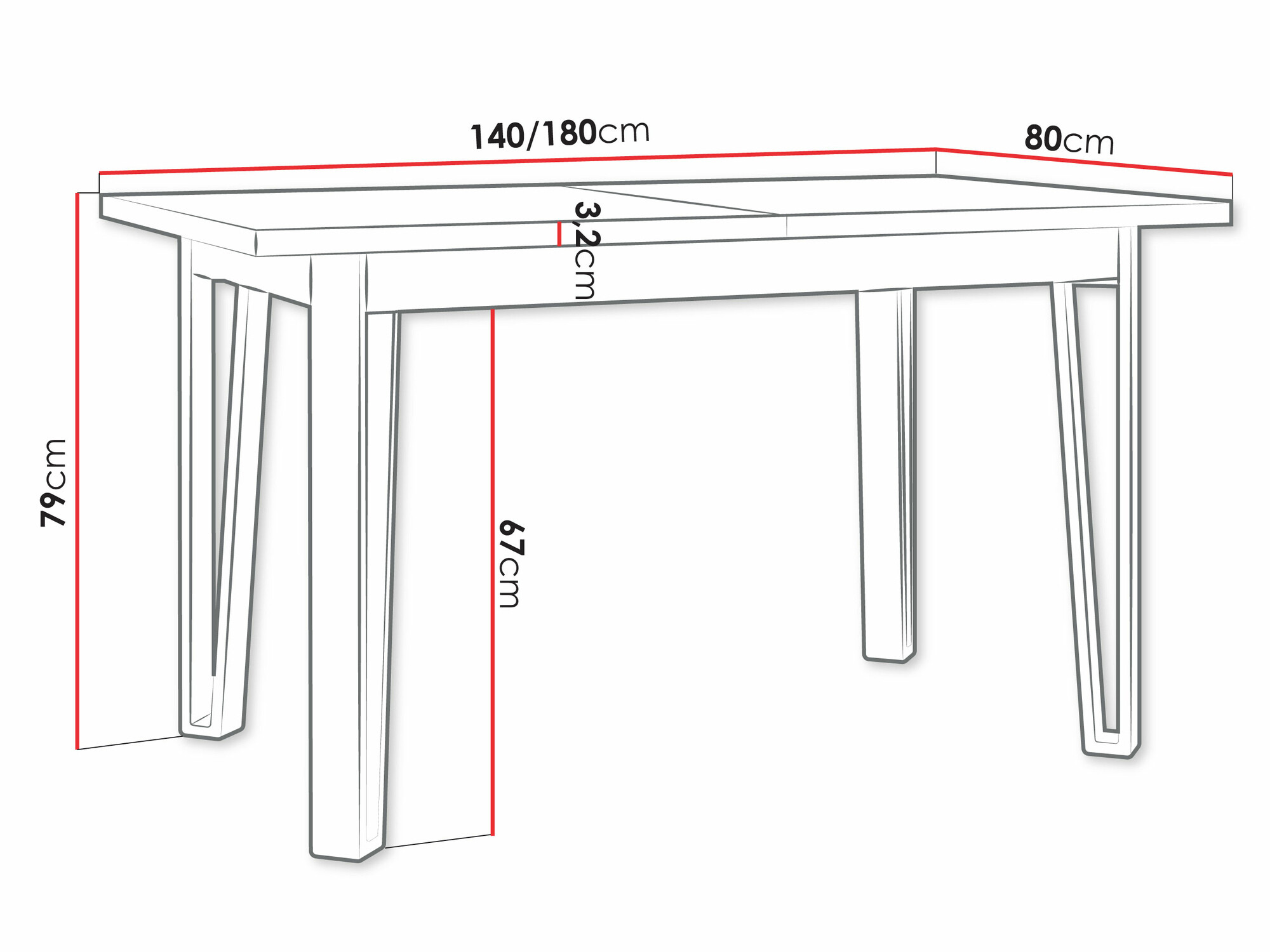 Tafel Victorville 354 (Wit + Zwart)
