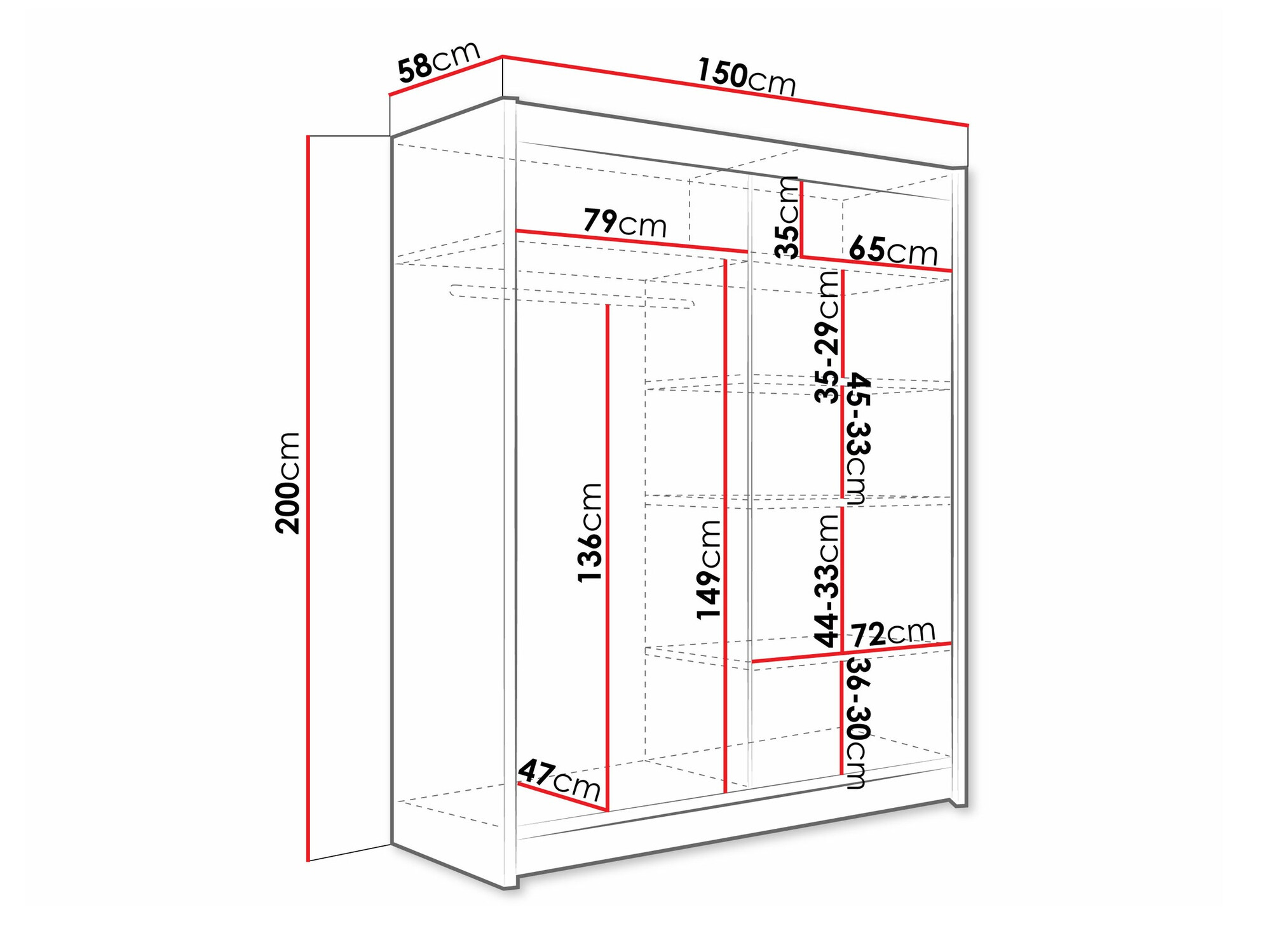 Kledingkast Closico 113 (Zwart)