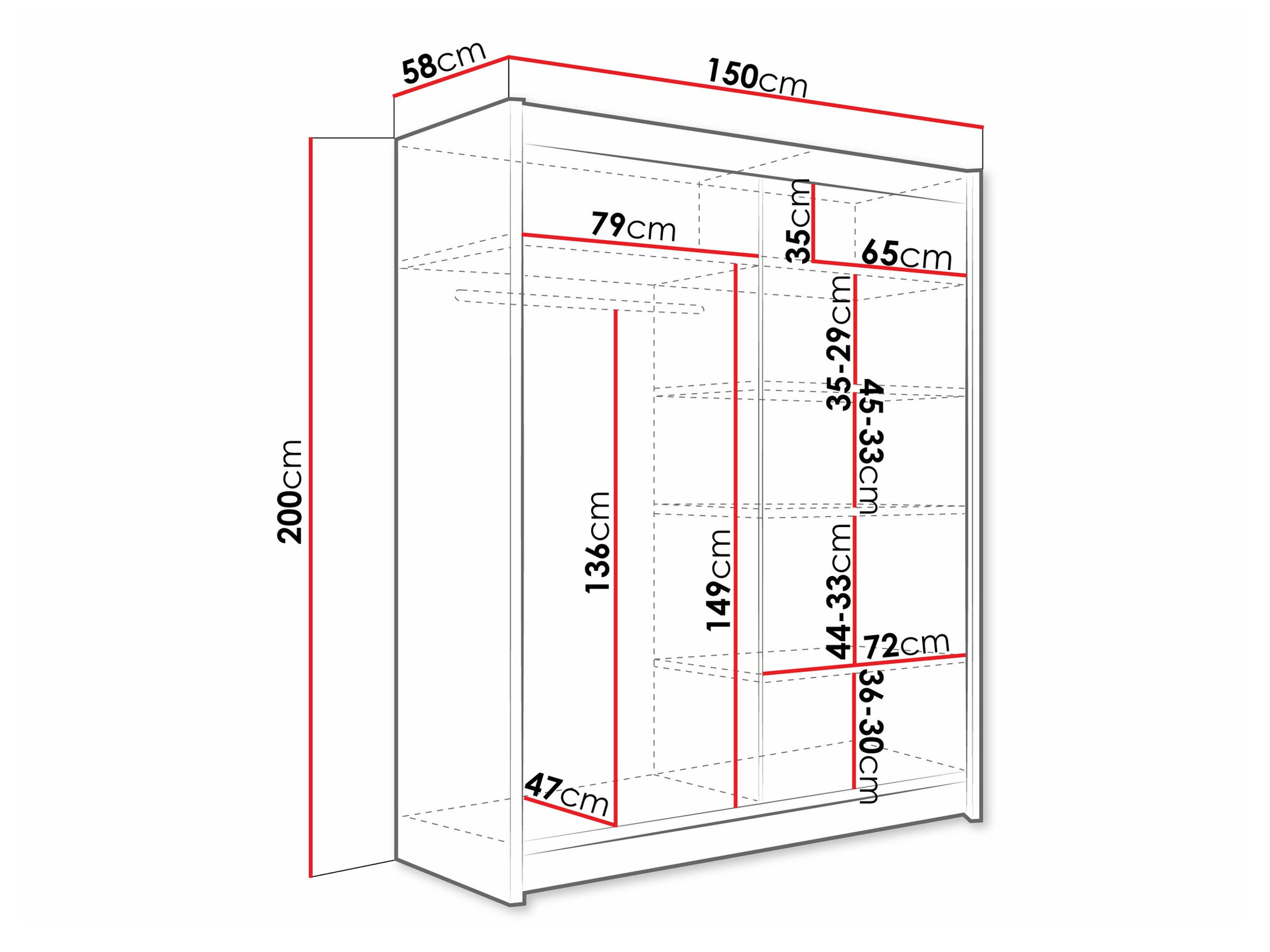 Kledingkast Closico 113 (Zwart)