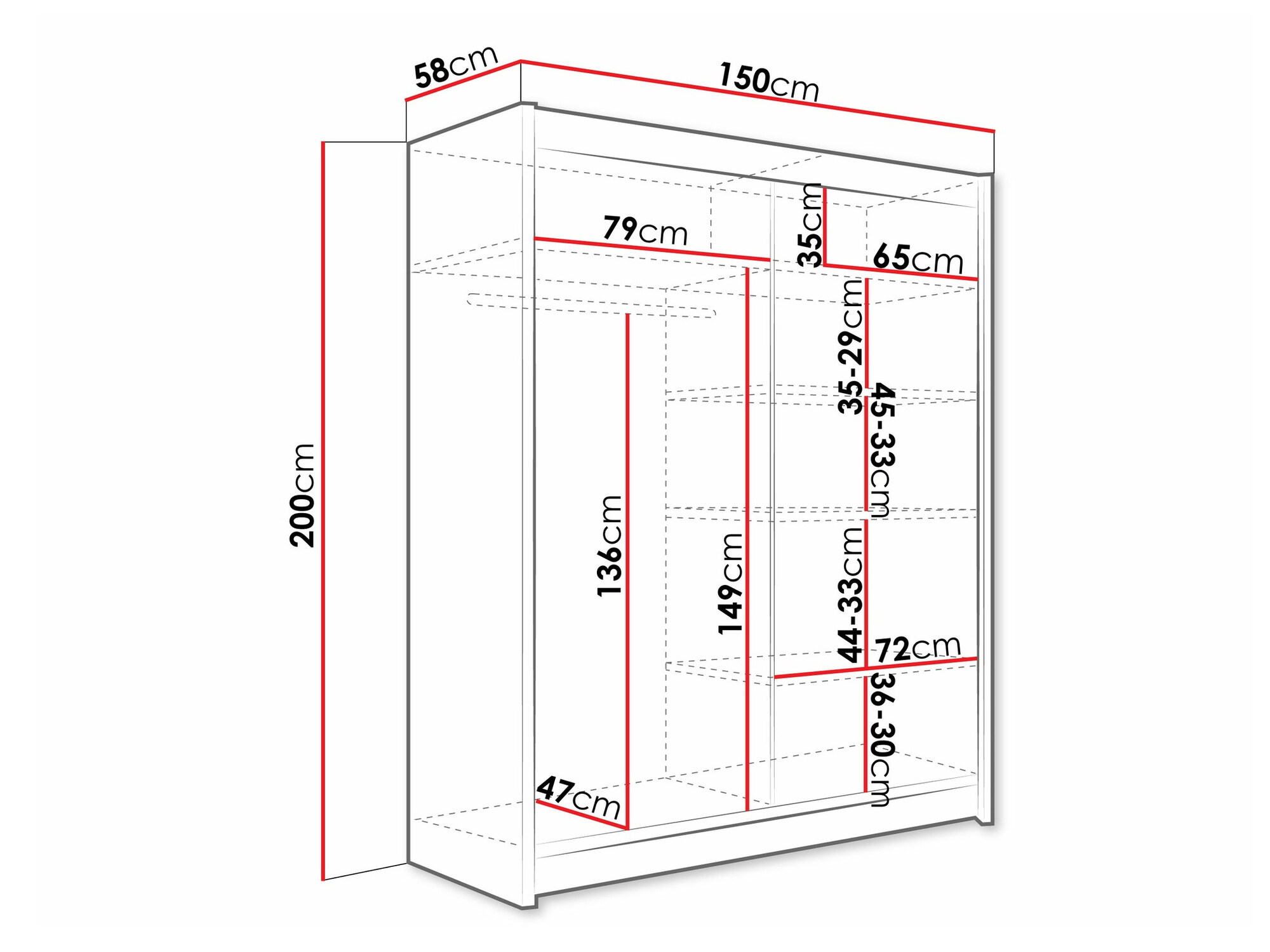 Kledingkast Closico 135 (Wit)