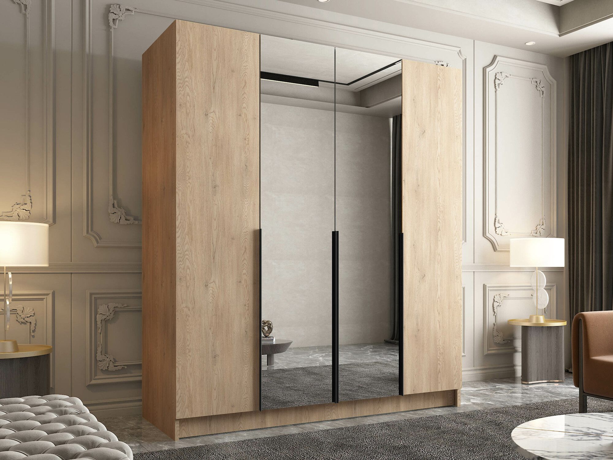 Kledingkast Closico 191 (Licht hout + Zwart)