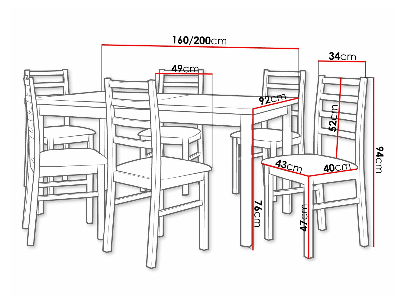 Eetkamerset Victorville 261 (Wit)