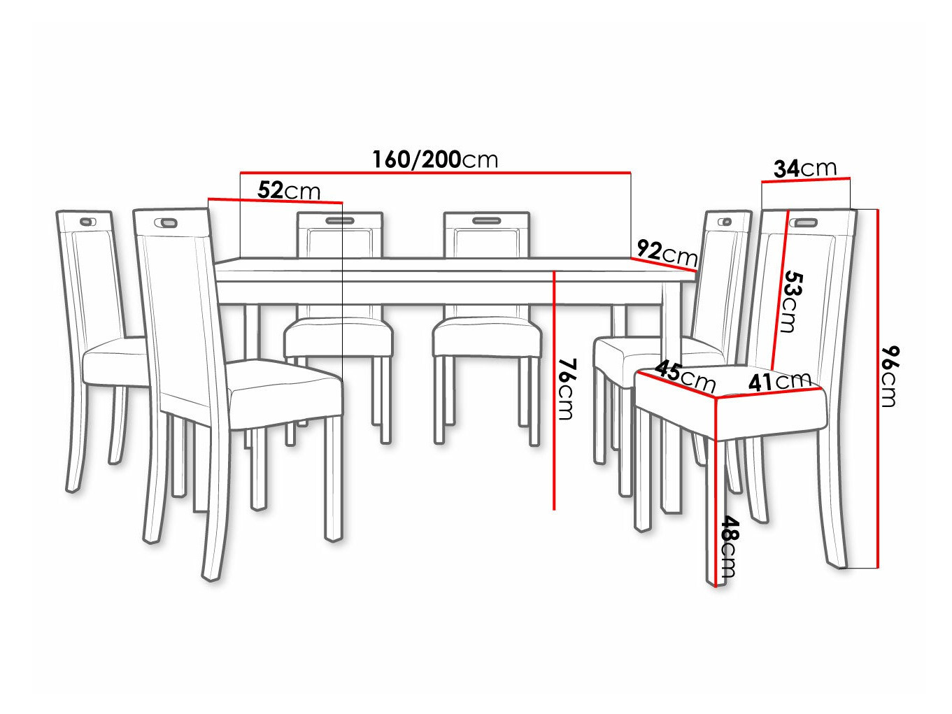 Eetkamerset Victorville 262 (Wit)