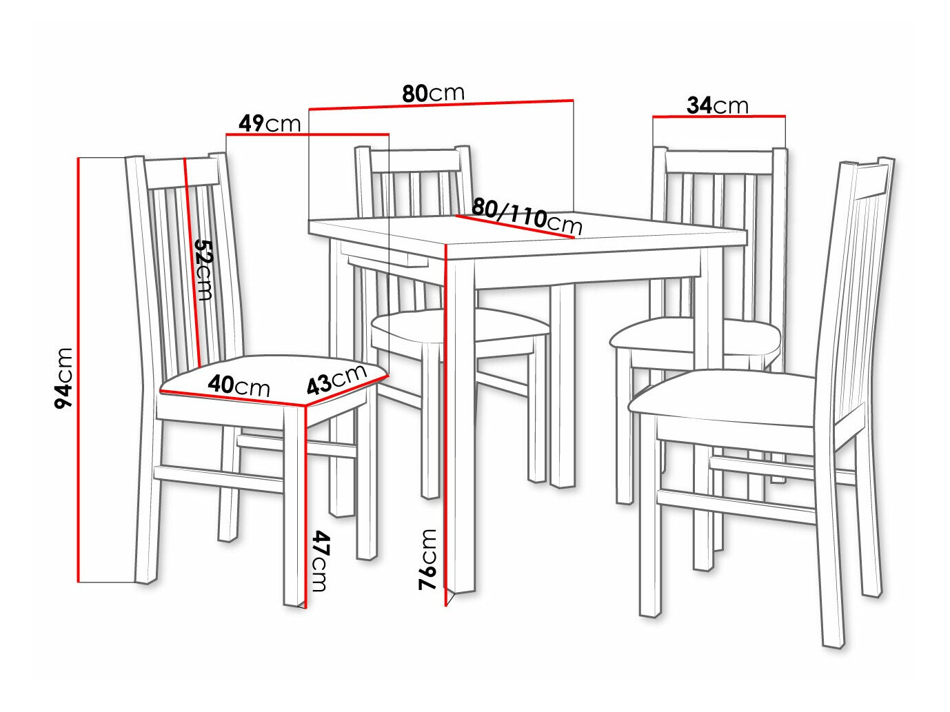 Eetkamerset Victorville 263 (Sonoma eik)