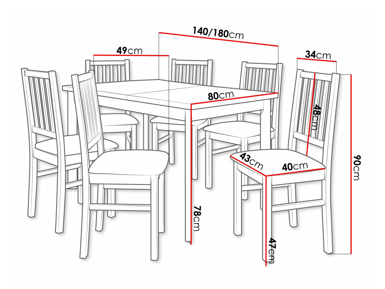 Eetkamerset Victorville 264 (Moer)
