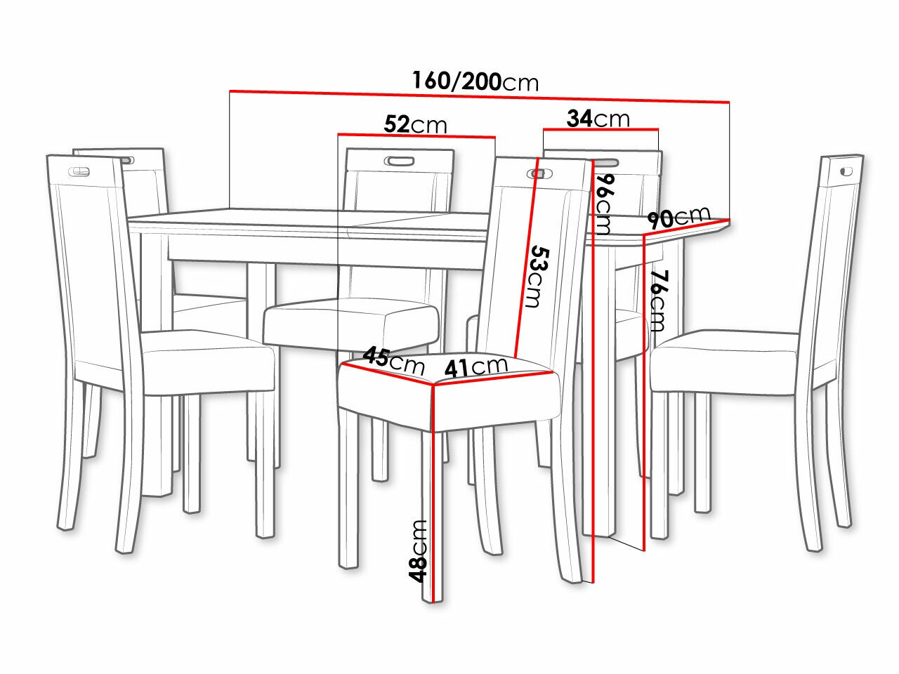 Eetkamerset Victorville 278 (Wit)