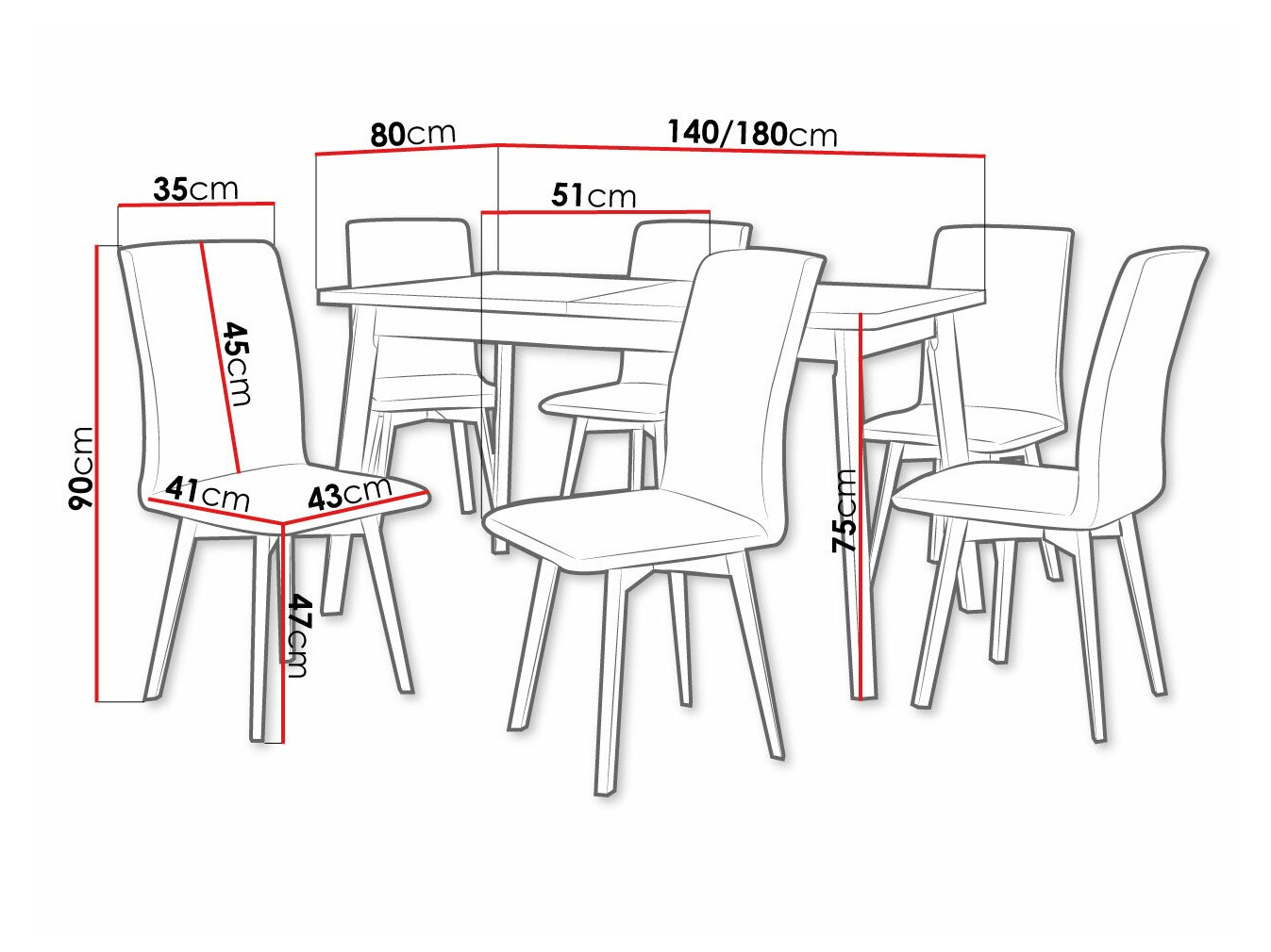 Eetkamerset Victorville 292 (Wit + Zwart)