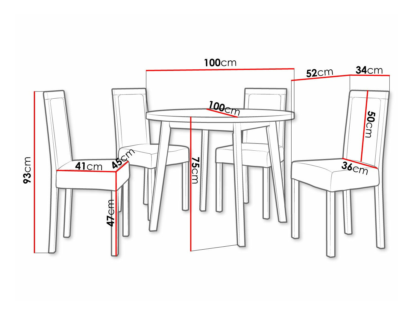Eetkamerset Victorville 304 (Wit)
