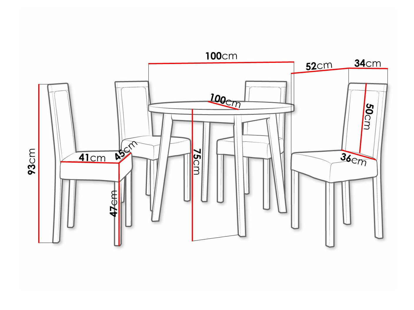 Eetkamerset Victorville 306 (Wit)