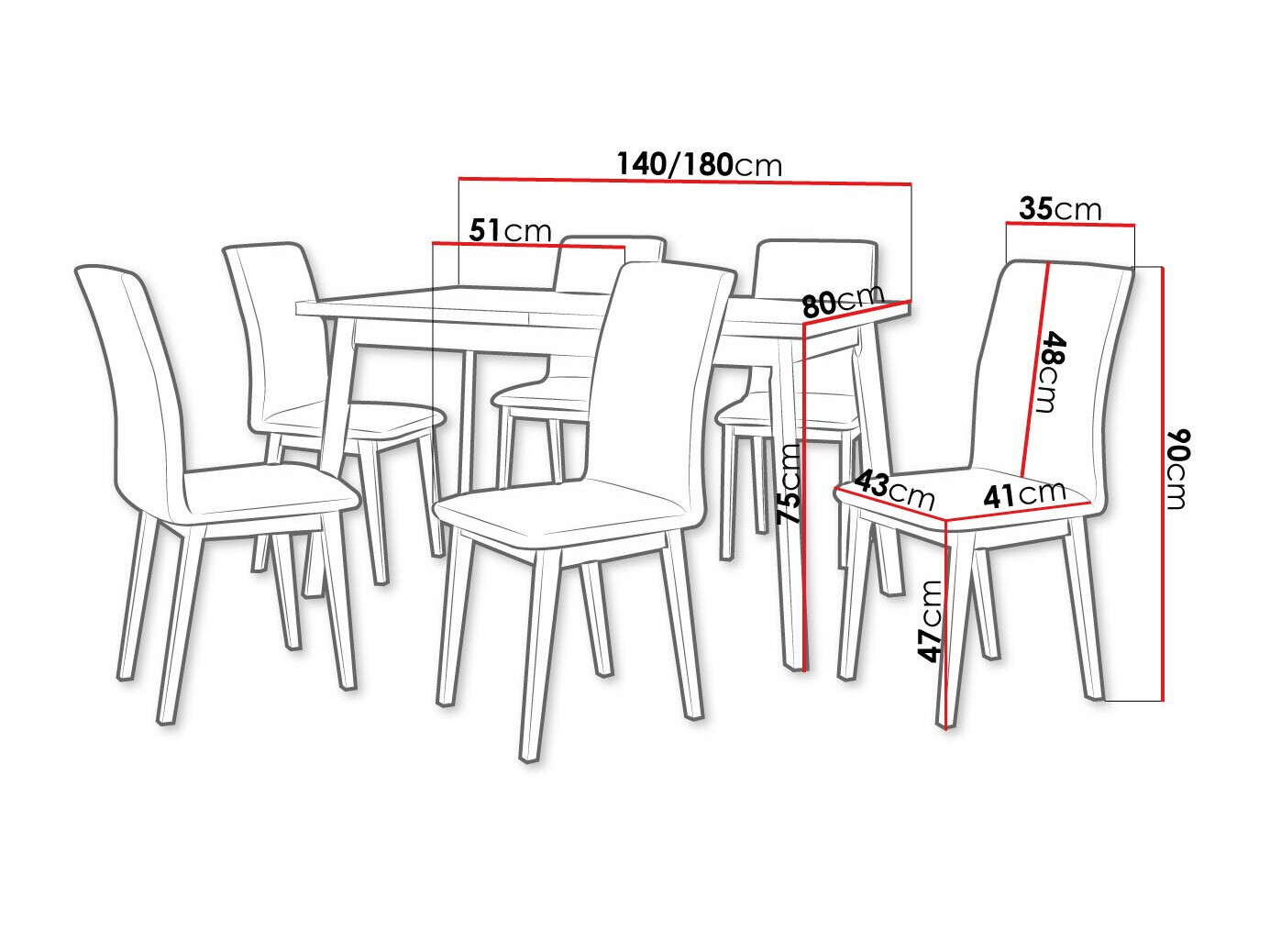 Eetkamerset Victorville 322 (Wit)