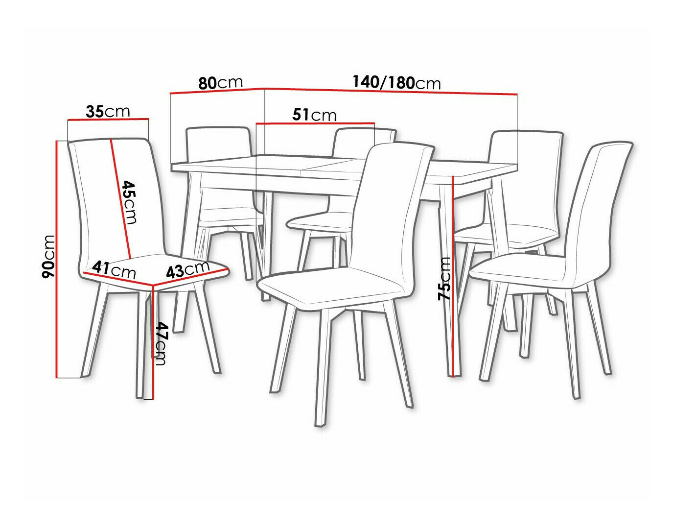 Eetkamerset Victorville 323 (Zwart)