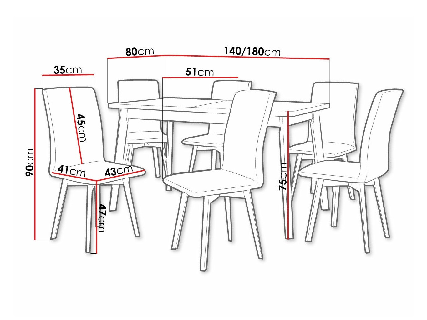 Eetkamerset Victorville 324 (Zwart)