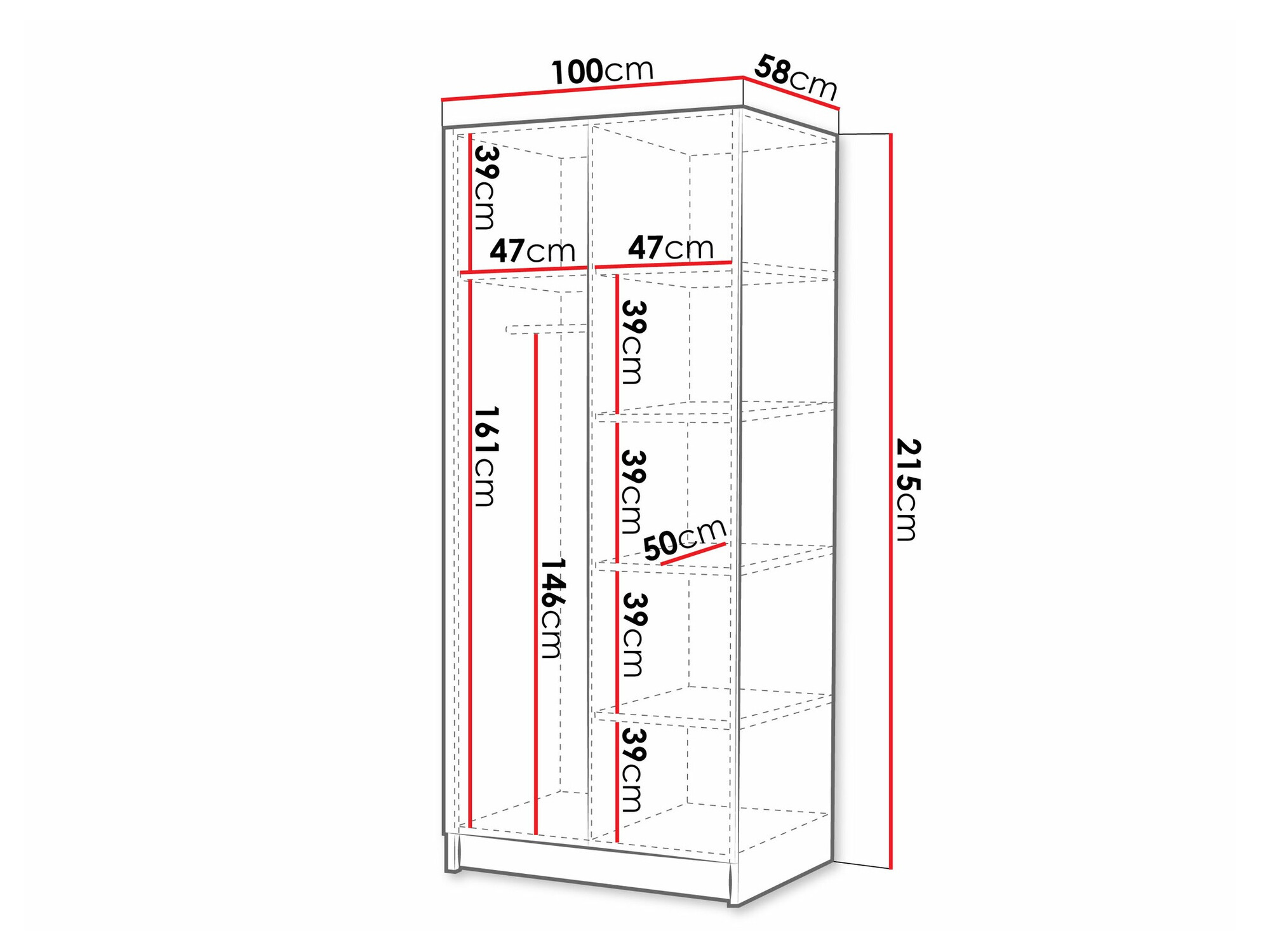 Kledingkast Closico 194 (Licht hout + Zwart)