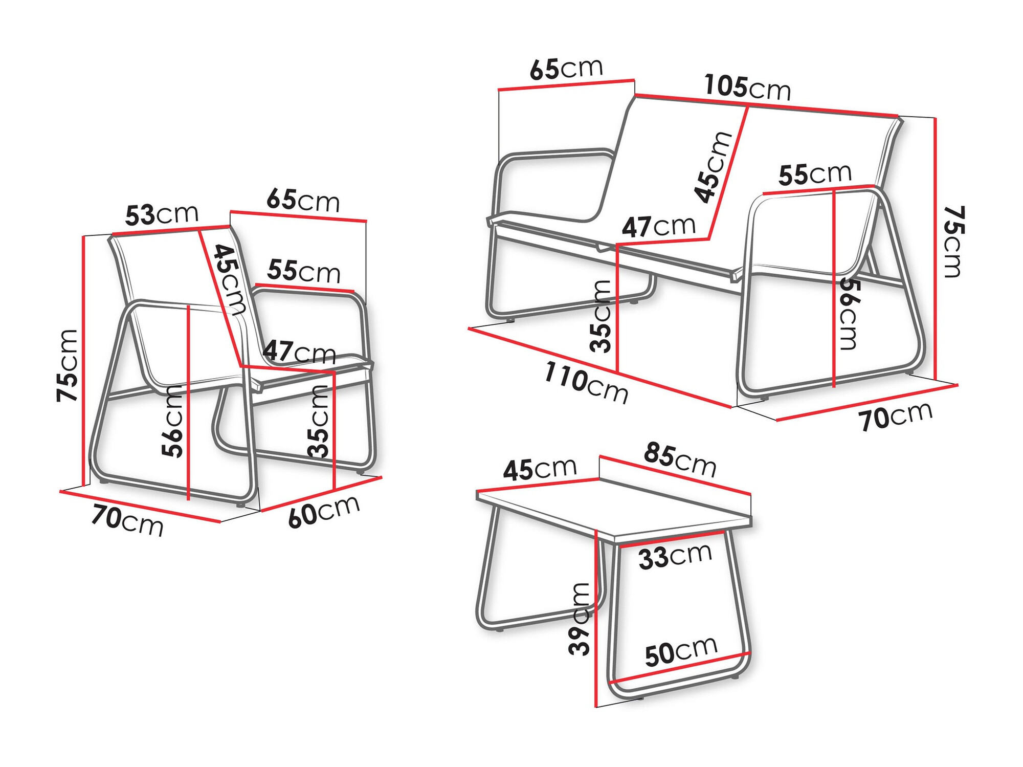 Buiten meubilair set Richardson 133 (Antraciet)
