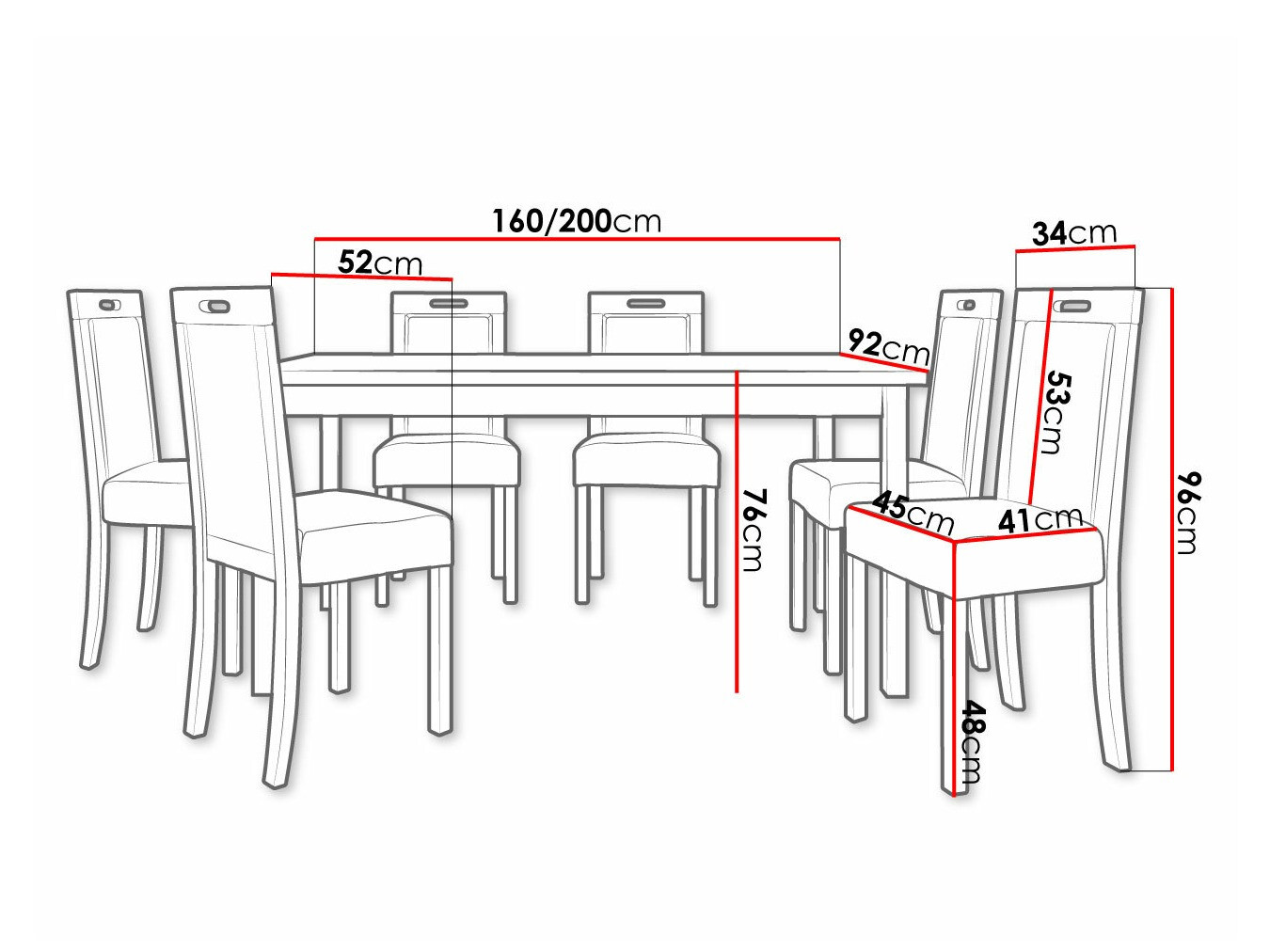 Eetkamerset Victorville 308 (Moer)