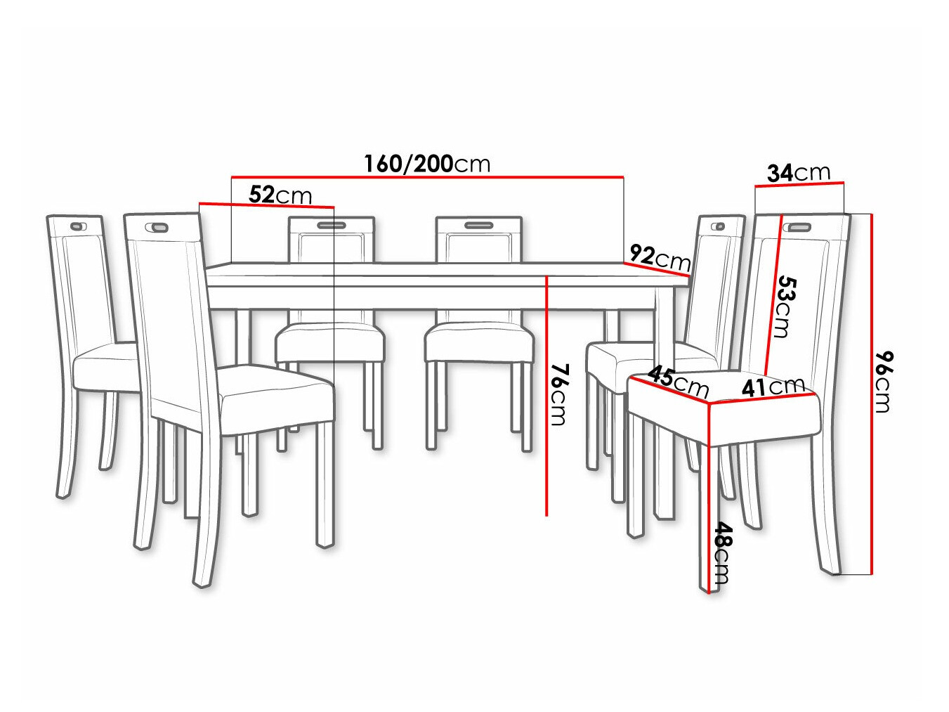 Eetkamerset Victorville 308 (Moer)
