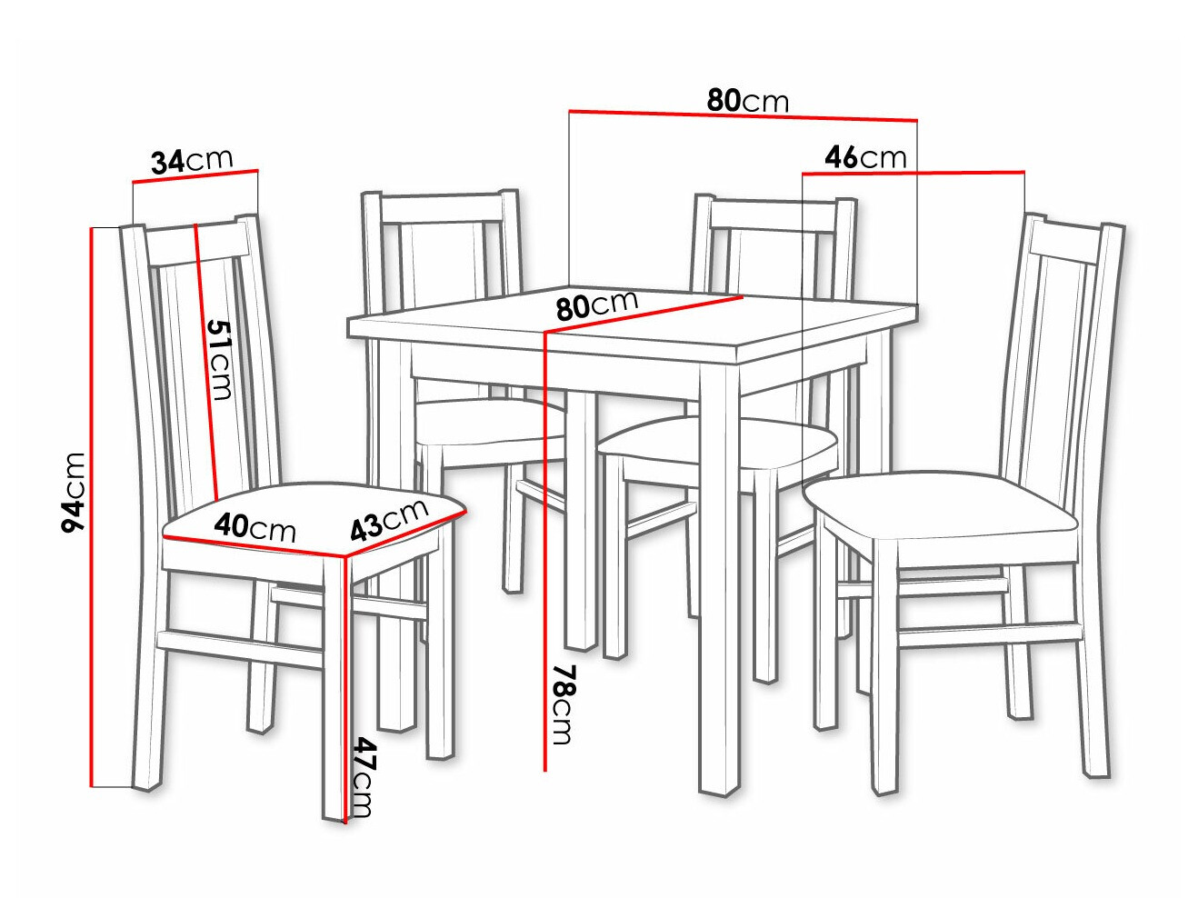 Eetkamerset Victorville 310 (Moer)