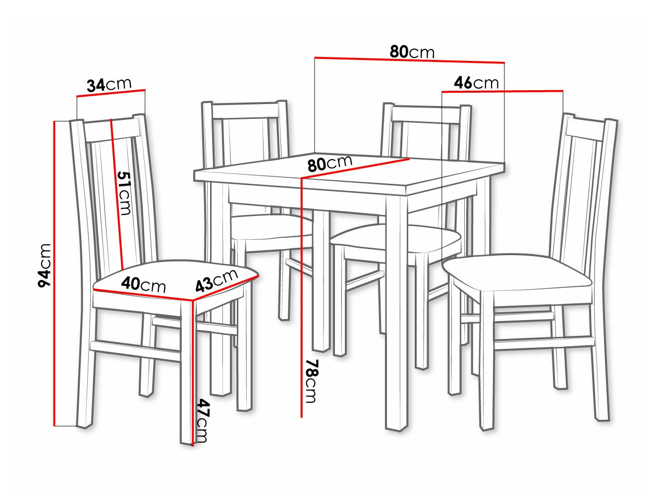Eetkamerset Victorville 310 (Wit)