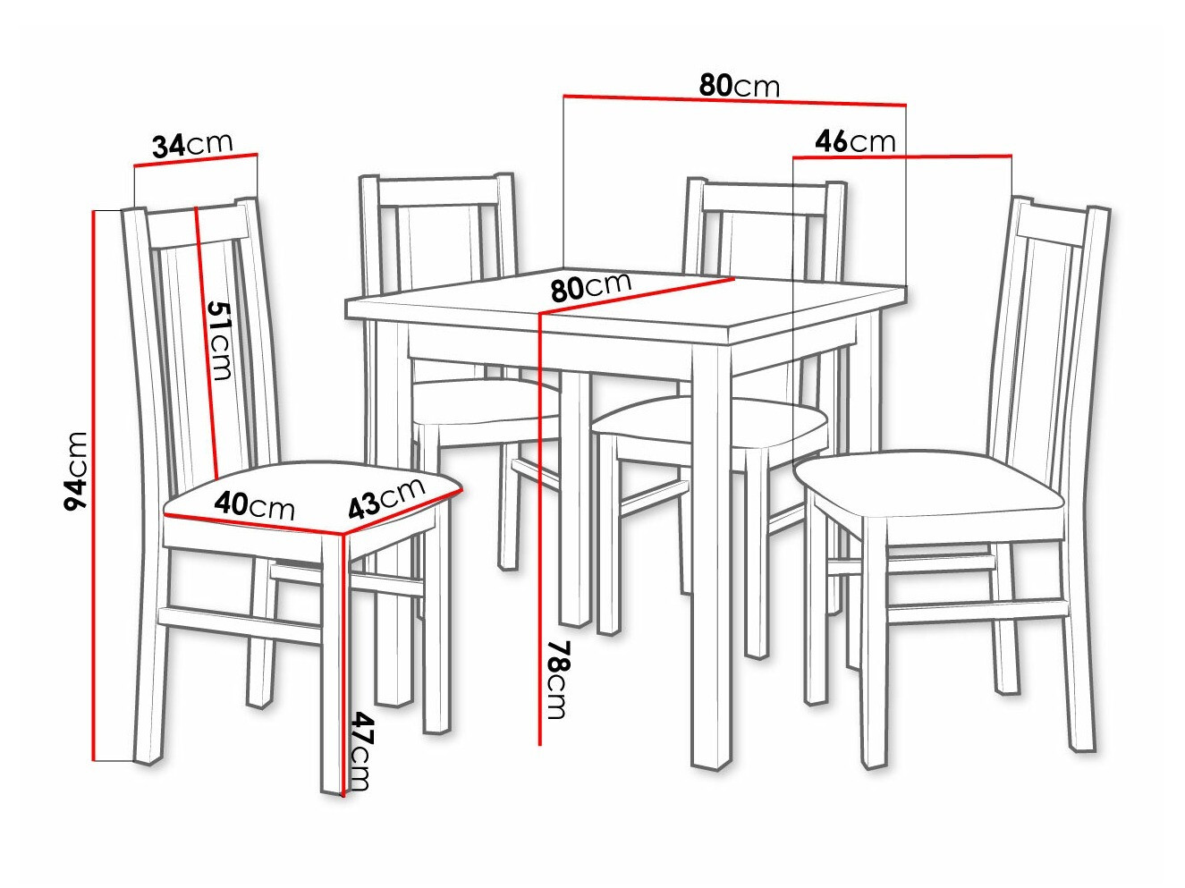 Eetkamerset Victorville 310 (Wit)